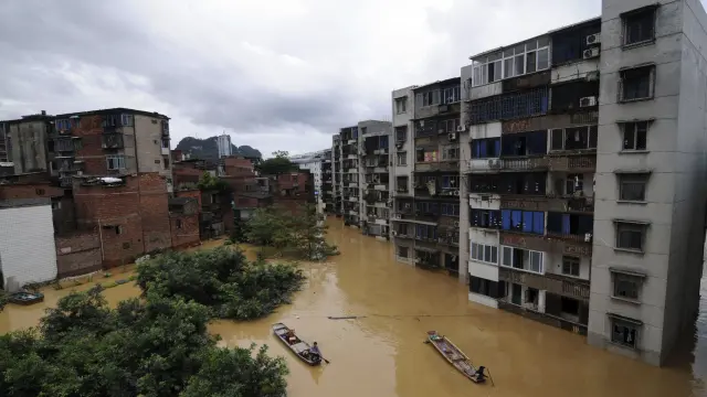 La zona inundada en Liuzhou, perteneciente a la región de Guangxi Zhuang, China.