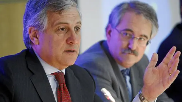 EL comisario de Transportes de la UE, Antonio Tajani, ayer durante la rueda de Prensa.