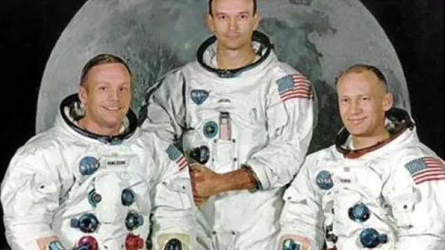Neil Armstrong, a la izquierda, junto a Michael Collins y Edwin 'Buzz, en 1969