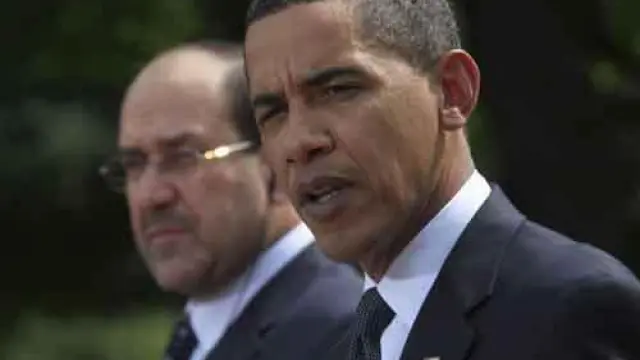 Obama junto al primer ministro iraquí, Nuri al Maliki
