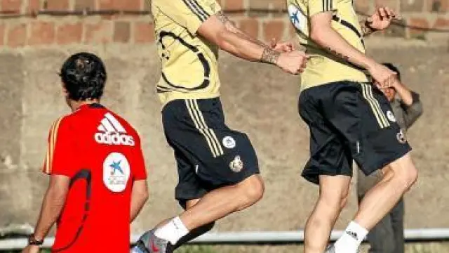 Ramos y Torres, en el entrenamiento de ayer.
