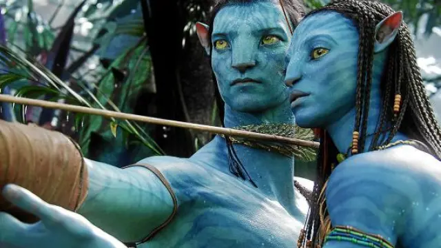 La pareja protagonista de 'Avatar': Jake Sully (Sam Worthington) y Neytiri (Zoé Saldaña).