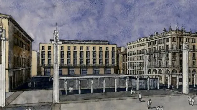 Aspecto de la fachada del edificio, incluida en el anteproyecto presentado en su día