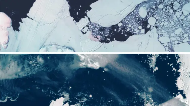 Imágenes de satélite del desprendimiento