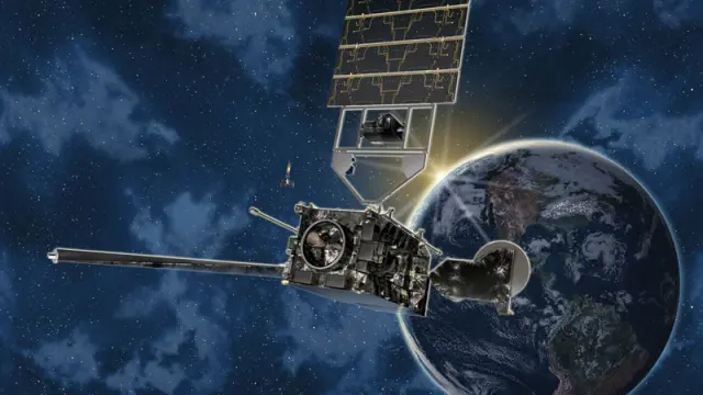 Recreación de uno de los futuros satélites GOES-R (Geostationary Operational Environmental Satellite), desarrollados conjuntamente por la Nasa y la NOAA, que se pondrán en órbita a partir de 2015