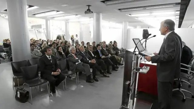Un momento de la presentación del proyecto Sinter a la clase empresarial de Huesca.