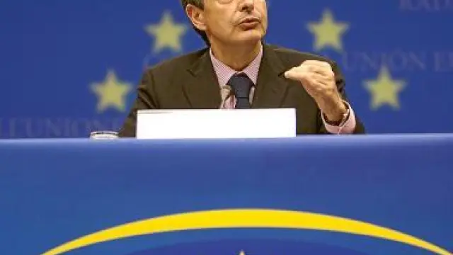 Zapatero, en la rueda de prensa ofrecida en el Consejo Europeo.