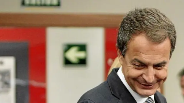 Rodríguez Zapatero, a su llegada a la rueda de prensa tras la reunión con Rajoy.