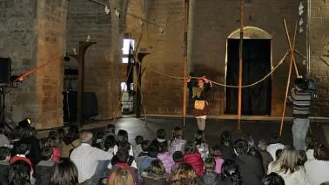 Una de las actuaciones en la iglesia de San Miguel de Fraga.