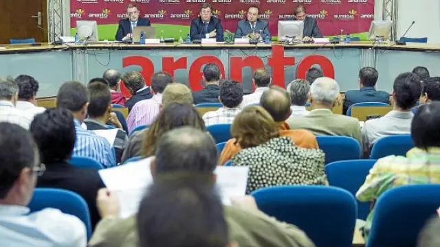 Momento de la Asamblea General Ordinaria de Arento, celebrada ayer en Mercazaragoza.