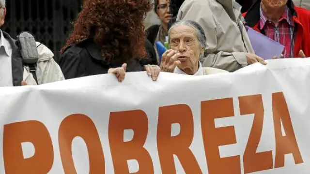 Manifestación de la Alianza Española contra la Pobreza el pasado miércoles en Madrid.