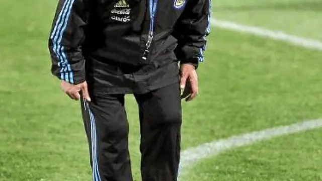 Maradona, en un entrenamiento.