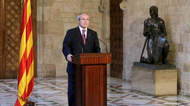 El presidente de la Generalitat, José Montilla, pronucia una declaración institucional tras conocer la sentencia