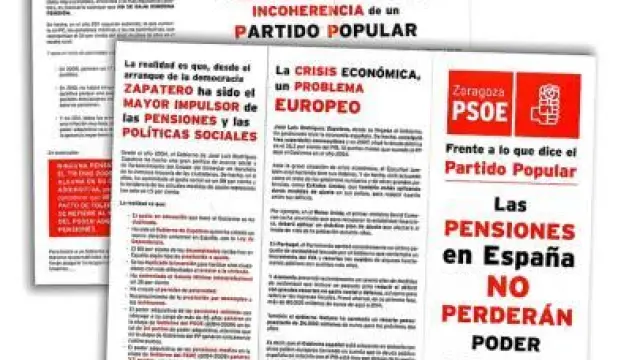 El PSOE de Zaragoza está buzoneando estos días la ciudad y la provincia para defender la medida de Zapatero de congelar las pensiones y atacar al PP.