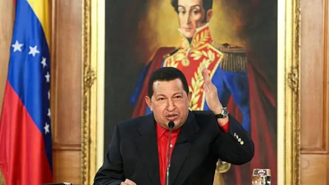 El presidente venezolano Hugo Chávez en el Palacio de Miraflores de Caracas el pasado viernes.
