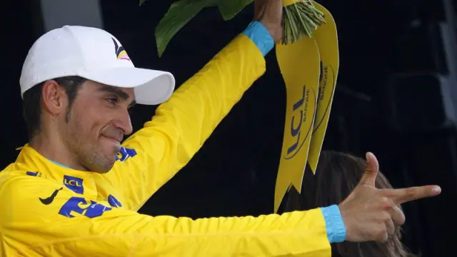 Contador en el podio.