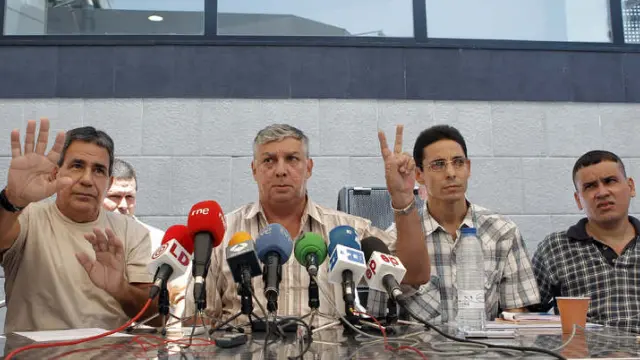 Una de las ruedas de prensa que han ofrecido los disidentes cubanos desde su llegada a España