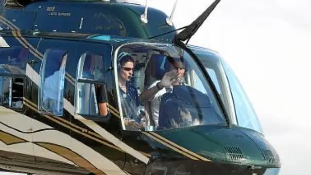 Rafa Nadal, volando ayer en helicóptero.