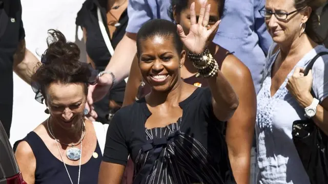 Michelle Obama en su llegada a Ronda en el 2010