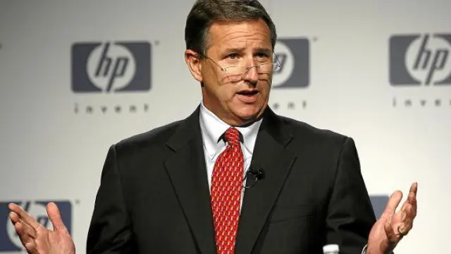 El hasta ahora director de HP, Mark Hurd, durante una reciente rueda de prensa de la firma.
