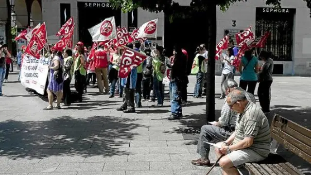 Imagen de una protesta sindical reciente, en la plaza de España.
