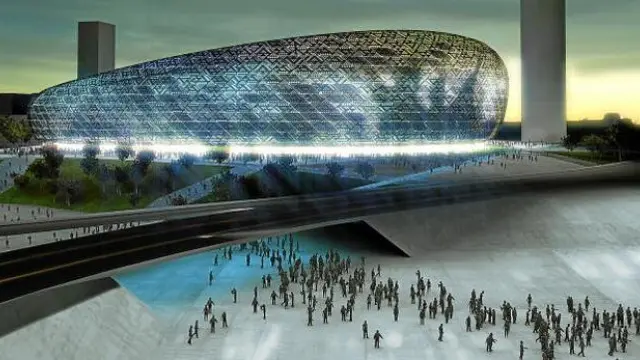 Imagen virtual del proyecto del nuevo estadio de fútbol de la ciudad de Zaragoza.