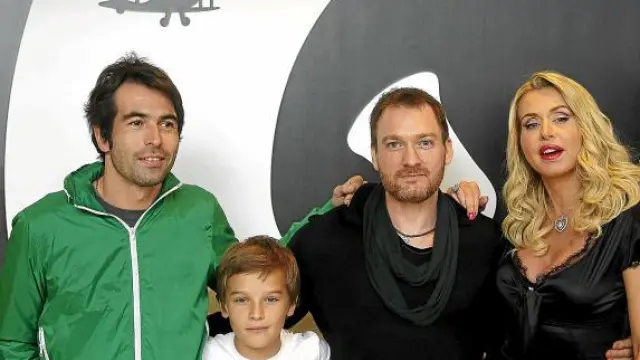Christian Molina, Fergus Riordan, Ben Temple y Valeria Marini, ayer, en el Festival de Sitges.