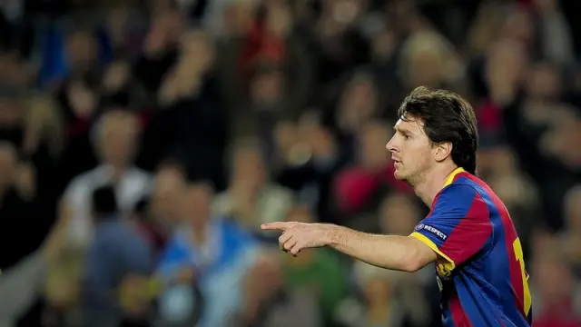 Messi celebra uno de sus dos goles.