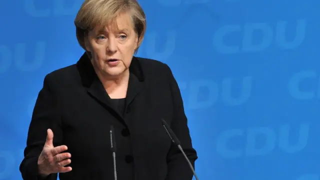 Angela Merkel durante un acto de su partido