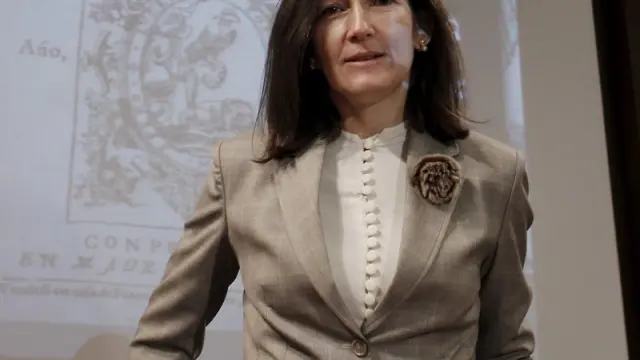 La ministra de Cultura Ángeles Gonález Sinde en la presentación del Quijote interactivo.