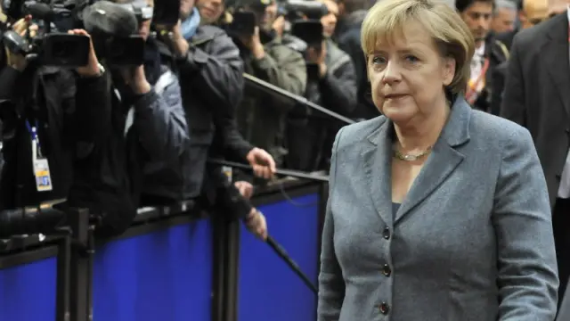 La presidenta alemana, a su llegada a la cumbre europea
