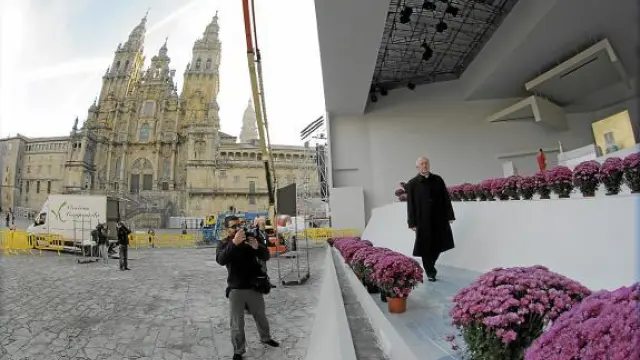 El arzobispo de Santiago, Julián Barrio, ayer en el escenario de los actos litúrgicos.