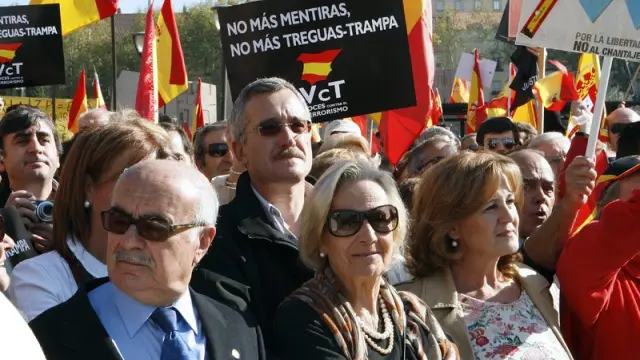 Concentración contra la política antiterrorista, en la plaza de Colón de Madrid.