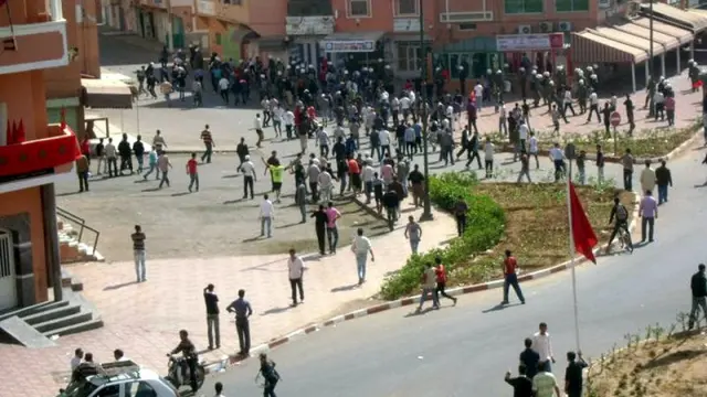 Foto de los disturbios que han tenido lugar en las calles de la ciudad de El Aaiún.