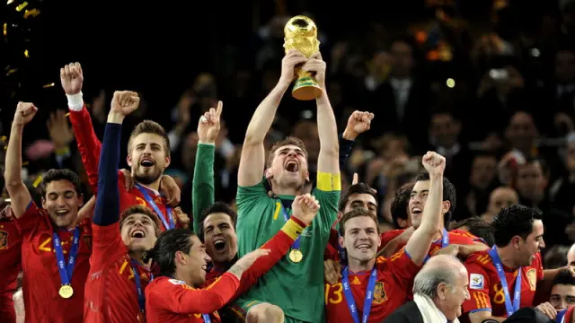 La Selección Española celebra su victoria en el Mundial de Sudáfrica