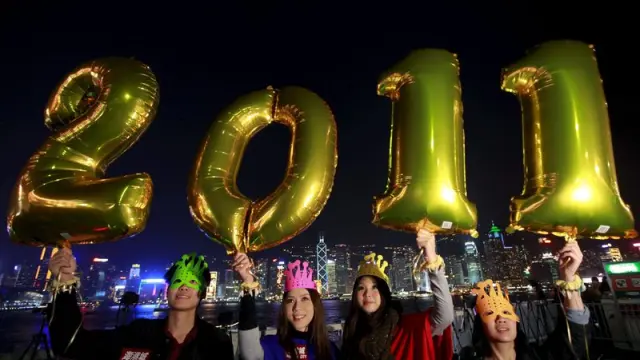 Celebración del nuevo año en Hong Kong.