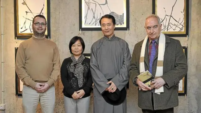 David Calvo, Kumiko Fujimura, Wan Shih Ming y Jaime Esaín, en la galería Calvo i Mayayo.