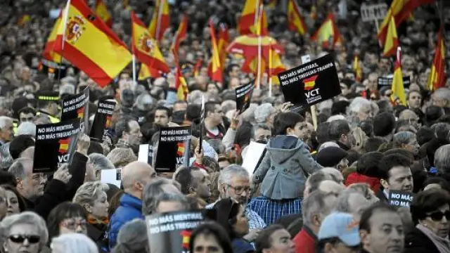 Marcha convocada por la asociación Voces contra el Terrorismo, ayer en Madrid.