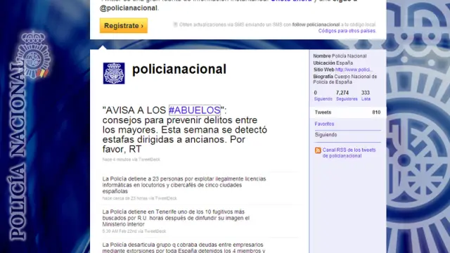 Pagina de la Policía Nacional en Twitter