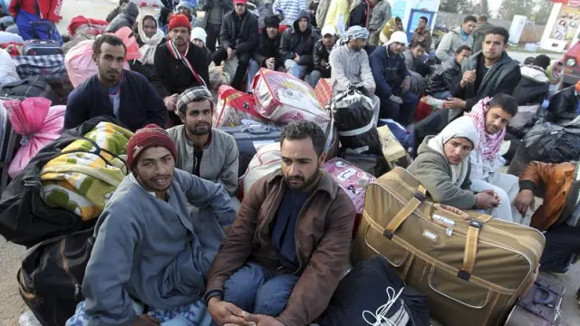 Refugiados libos en la frontera de Túnez