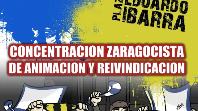 Cartel informativo sobre la concentración de apoyo al Real Zaragoza.