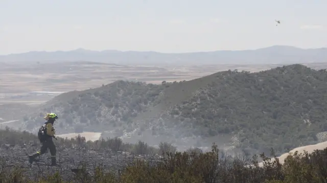 Extinción de un incendio forestal en La Muela el año pasado
