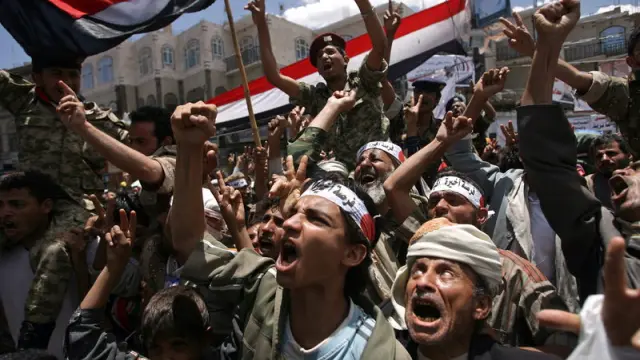 Imagen de manifestantes en Yemen