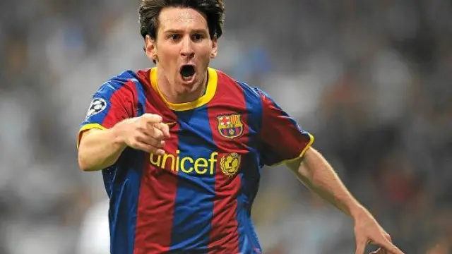 Messi celebra uno de los goles con el Barcelona esta temporada.
