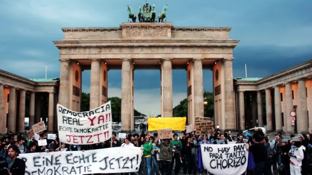 Imagen de la conentración del 15M en Berlín, este jueves