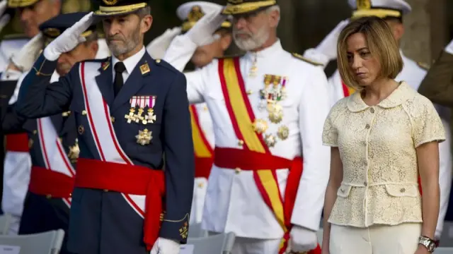 La ministra de Defensa, durante la jura de bandera en Málaga
