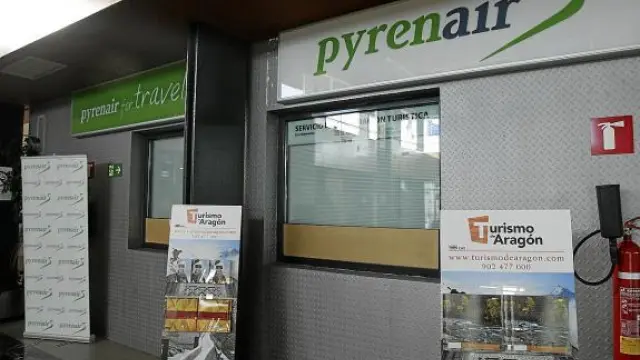Las taquillas de Pyrenair en el aeropuerto de Huesca cerraron ya a mediados de febrero.