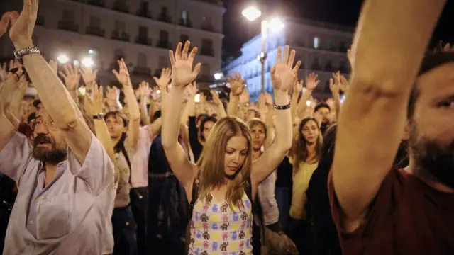 Últimas manifestaciones asntes de levantar el campamento en la Puerta del Sol