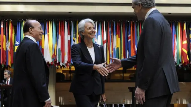 Christine Lagarde a su llegada al FMI