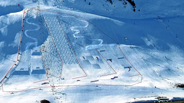 Recreación del 'snowpark' que planea construir Candanchú en la falda del monte Tobazo.